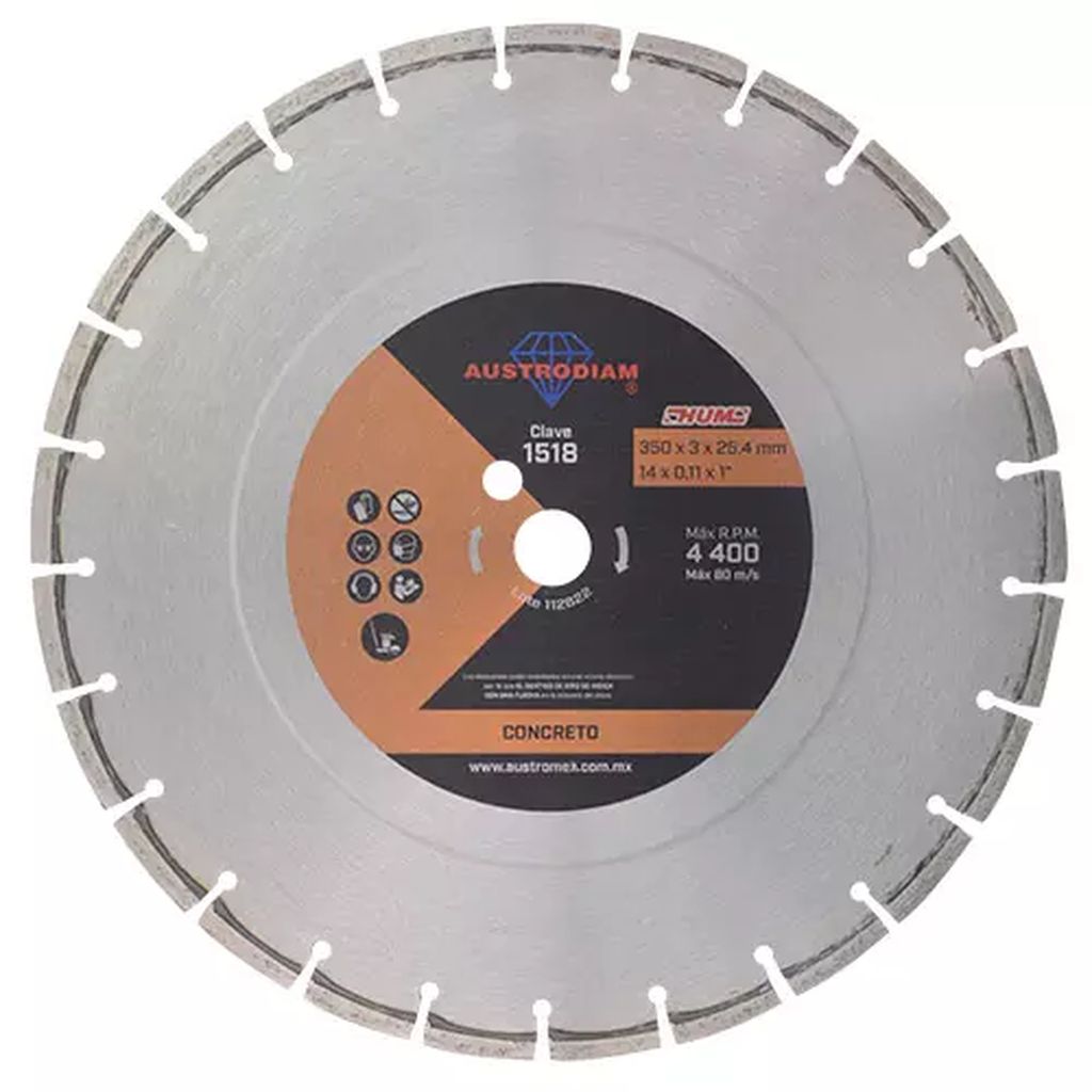 DISCO DE DIAMANTE 14"X3MMX1" SEGMENTADO P/CORTE DE CONCRETO CURADO (HUM), TENAZIT