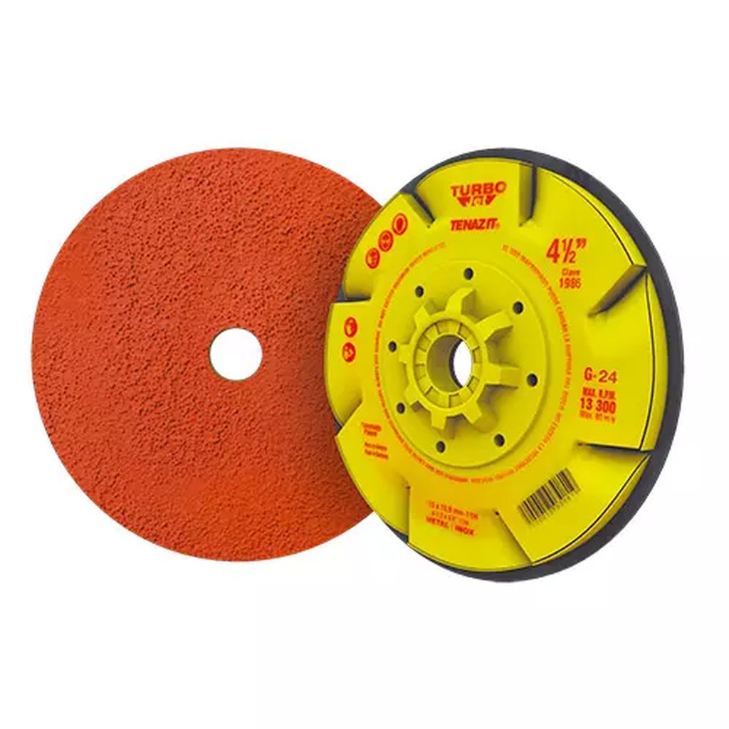 DISCO DE FIBRA 4.1/2" X 5/8"-11 GRANO 024 RESPALDO DE ABS (TURBO JET), TENAZIT