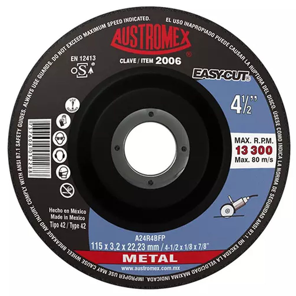 DISCO T-27 4.1/2"X1/8"X7/8" PARA CORTE DE METAL (EASY-CUT) A4 2006