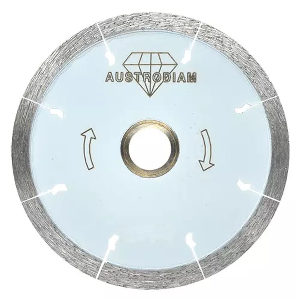 DISCO DE DIAMANTE 4.1/2"X0.06"X7/8" CON DESAHOGOS PARA CORTE PORCELANATO  BLANCO PLATA, AUSTRODIAM