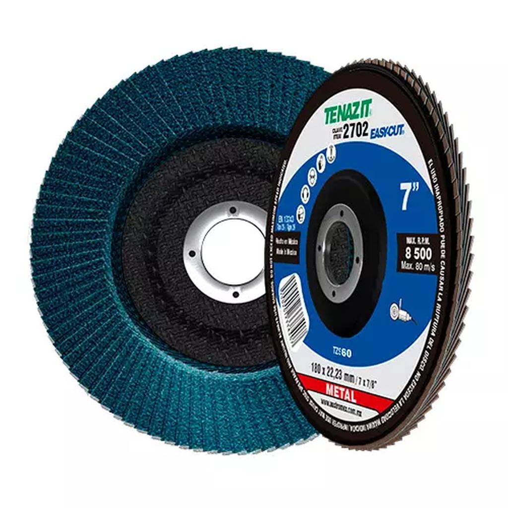 DISCO LAMINADO 7"X7/8" G060 PARA DESBASTE DE ACERO INOXIDABLE RESPALDO POLI-ALGODON (EASY CUT), TENAZIT
