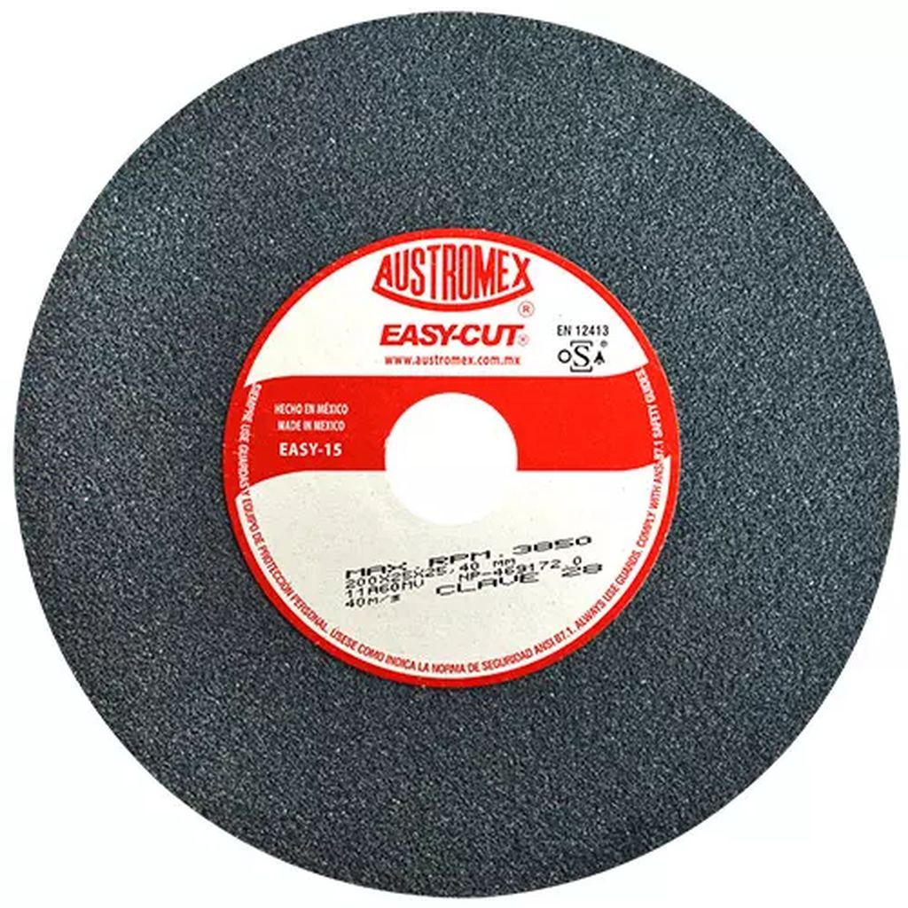 PIEDRA ABRASIVA T-1 8"X1"X1"G60 GRIS MEDIO USO GRAL-METAL-ESMERILAR-AFILAR-H.FORJ (EASY-CUT), AUSTROMEX