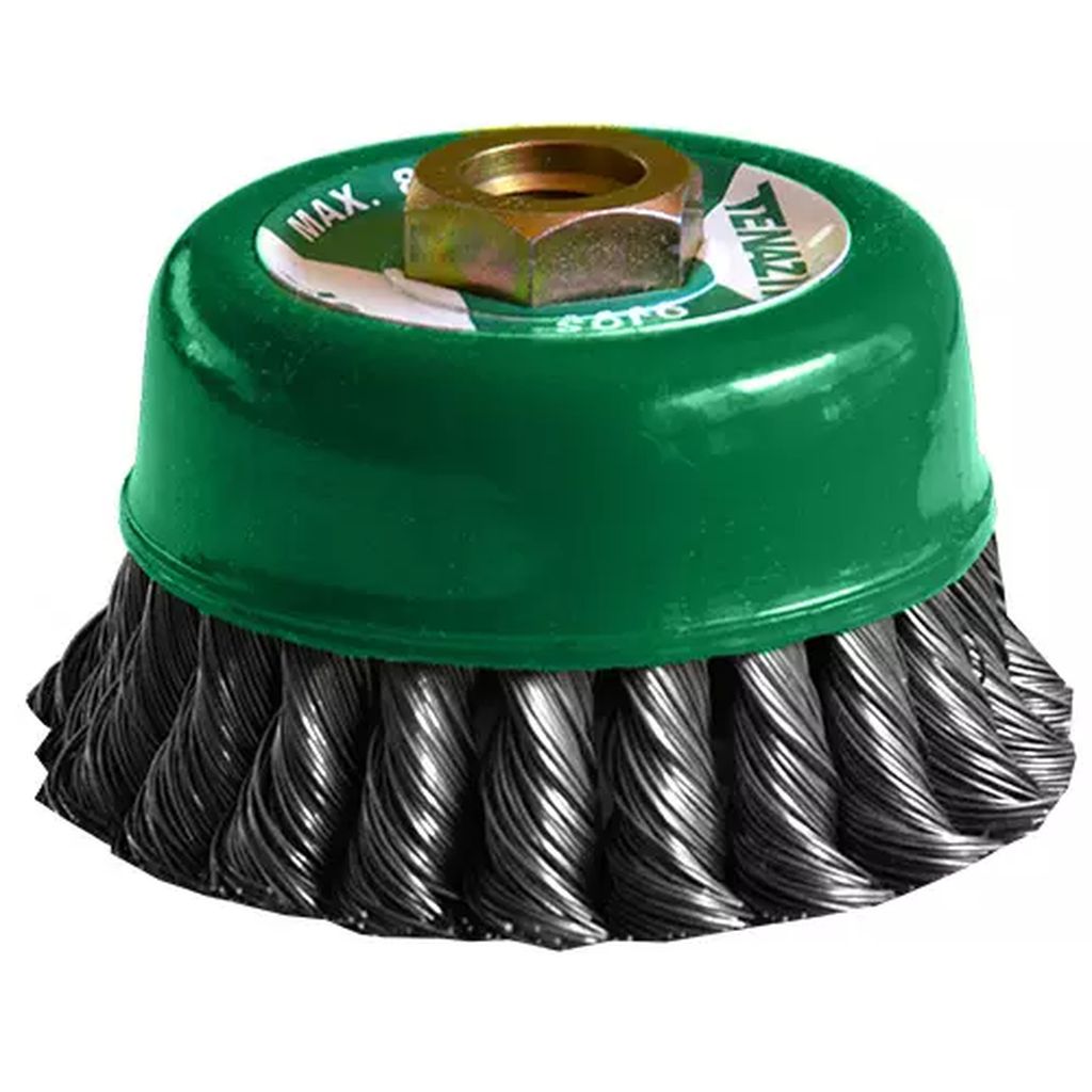 CARDA COPA ALAMBRE TRENZADO 4"X0.020"X5/8"-11HX7/8" ACERO AL CARBON CHIP-CUT, TENAZIT