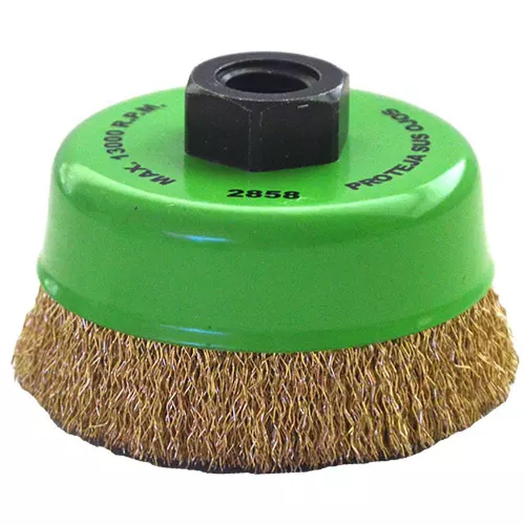 CARDA COPA ALAMBRE ONDULADO 3"X0.012"X5/8-11" 7/8" ACERO LATONADO CHIP-CUT, TENAZIT