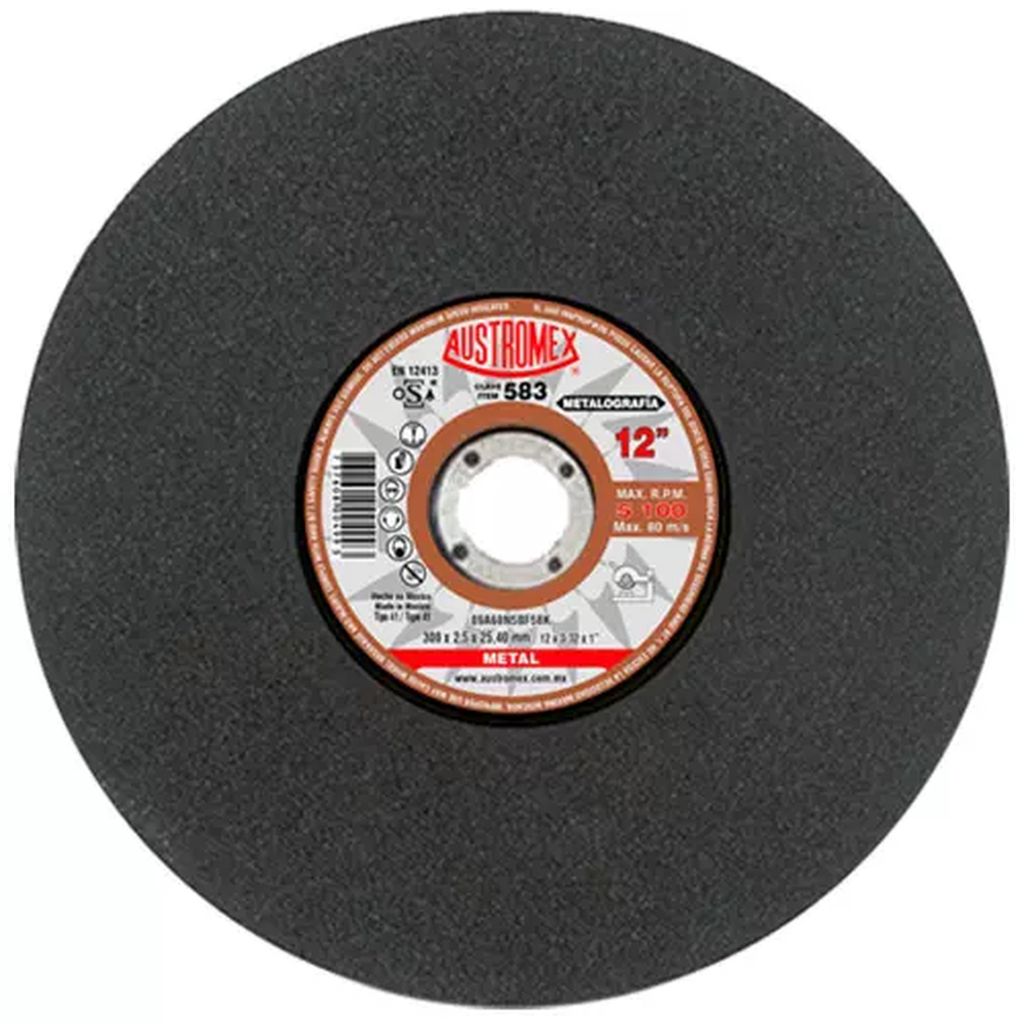 DISCO PARA CORTE DE METALOGRAFICA 12"X3/32"X1" FRIO Y RAPIDO, AUSTROMEX