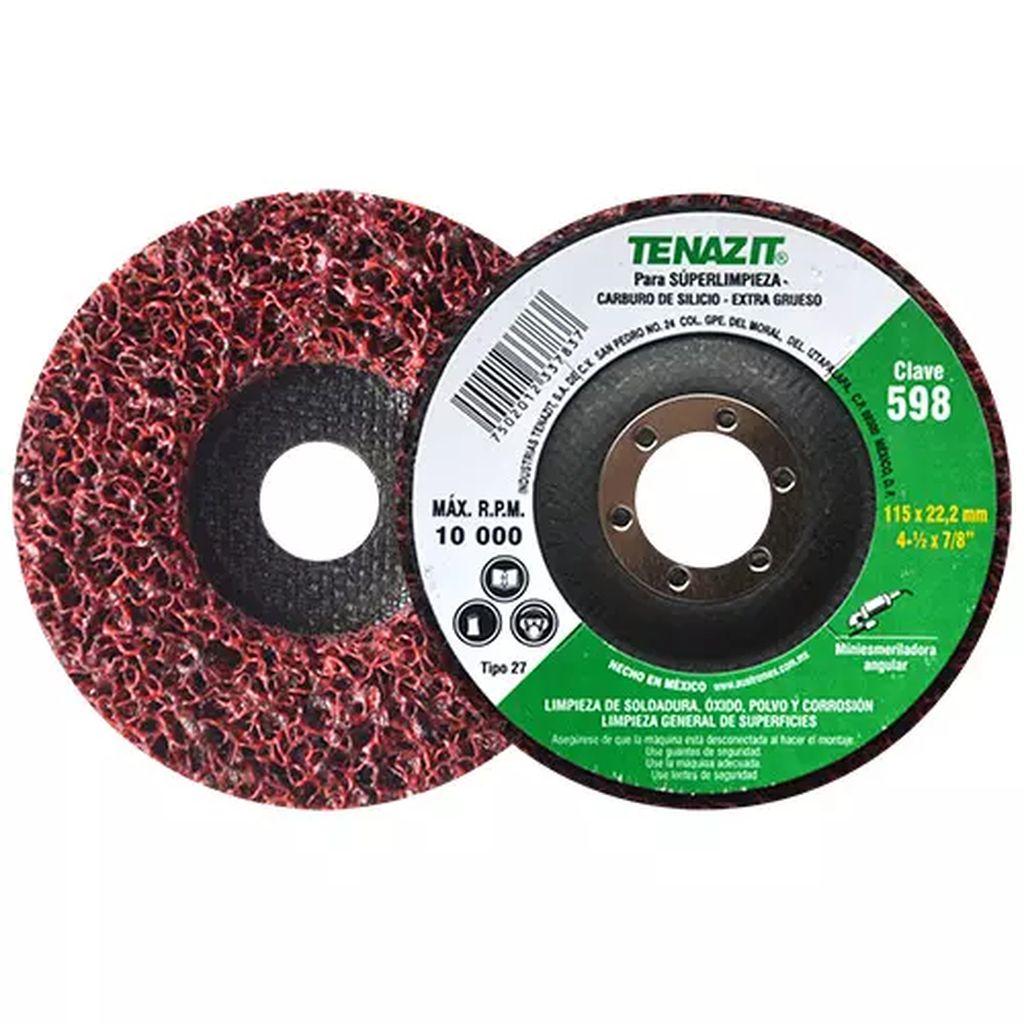 DISCO DE FIBRA T-27 4.1/2"X7/8" EXTRA GRUESO PARA RAPIDA LIMPIEZA DE SUPERFICIES A4 598