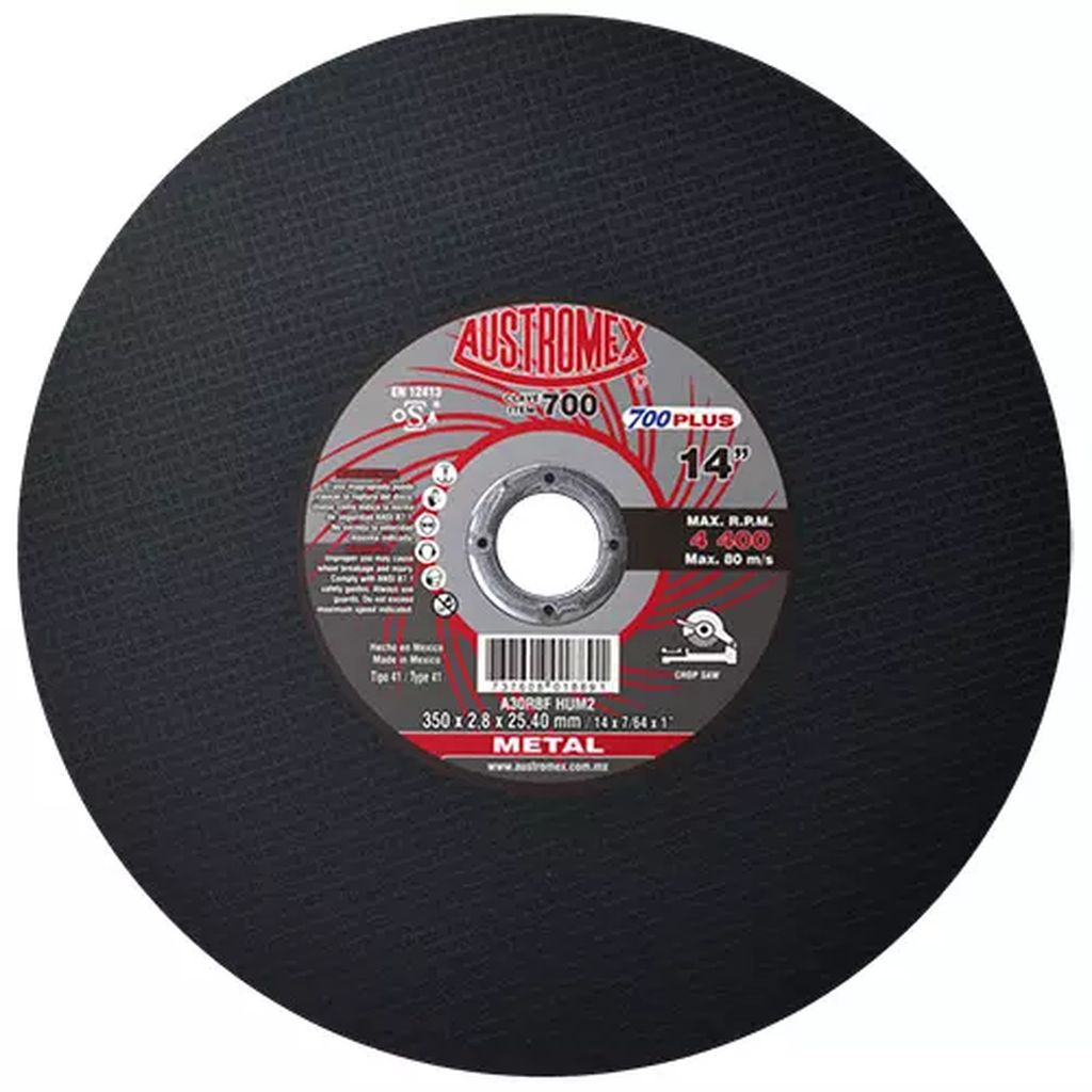 DISCO PARA CORTE DE METAL 14"X7/64"X1" HUECOS CON REFUERZOS LATERALES (HUM), AUSTROMEX