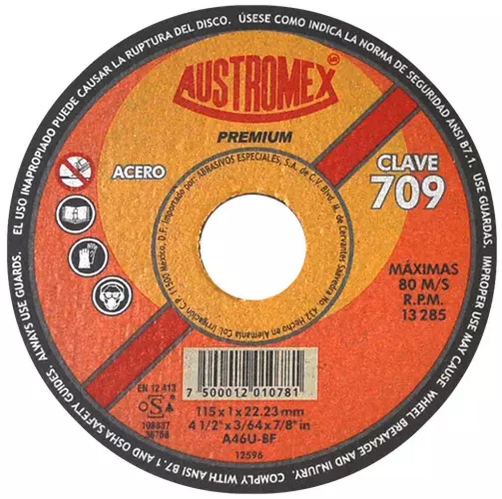 DISCO PARA CORTE DE METAL 4.1/2"X1MMX7/8" SUPER DELGADO USO GENERAL (PREMIUM), AUSTROMEX