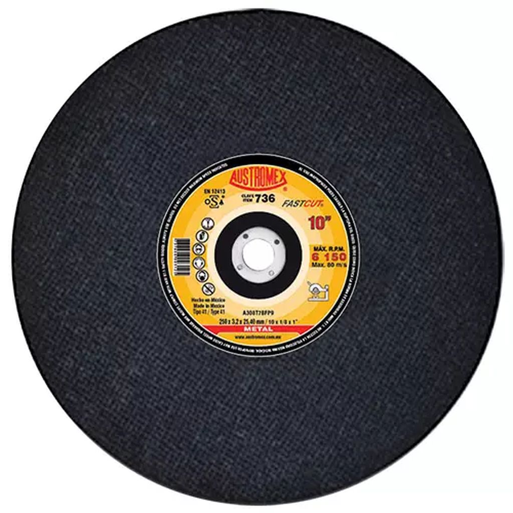 DISCO PARA CORTE DE METAL 10"X1/8"X1" LARGA DURACION (FASTCUT), AUSTROMEX