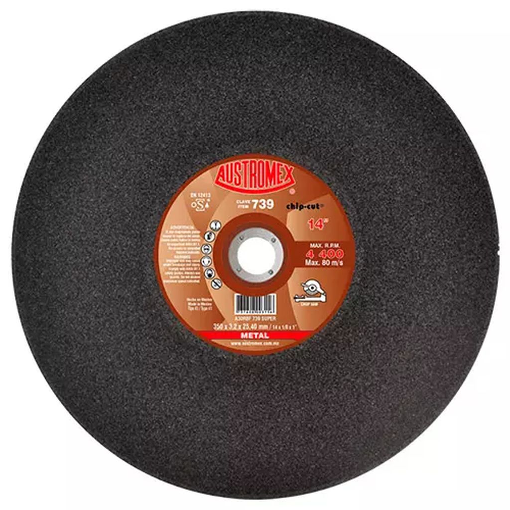 DISCO PARA CORTE DE METAL 14"X7/64"X1" SOLIDOS (CHIP-CUT), AUSTROMEX