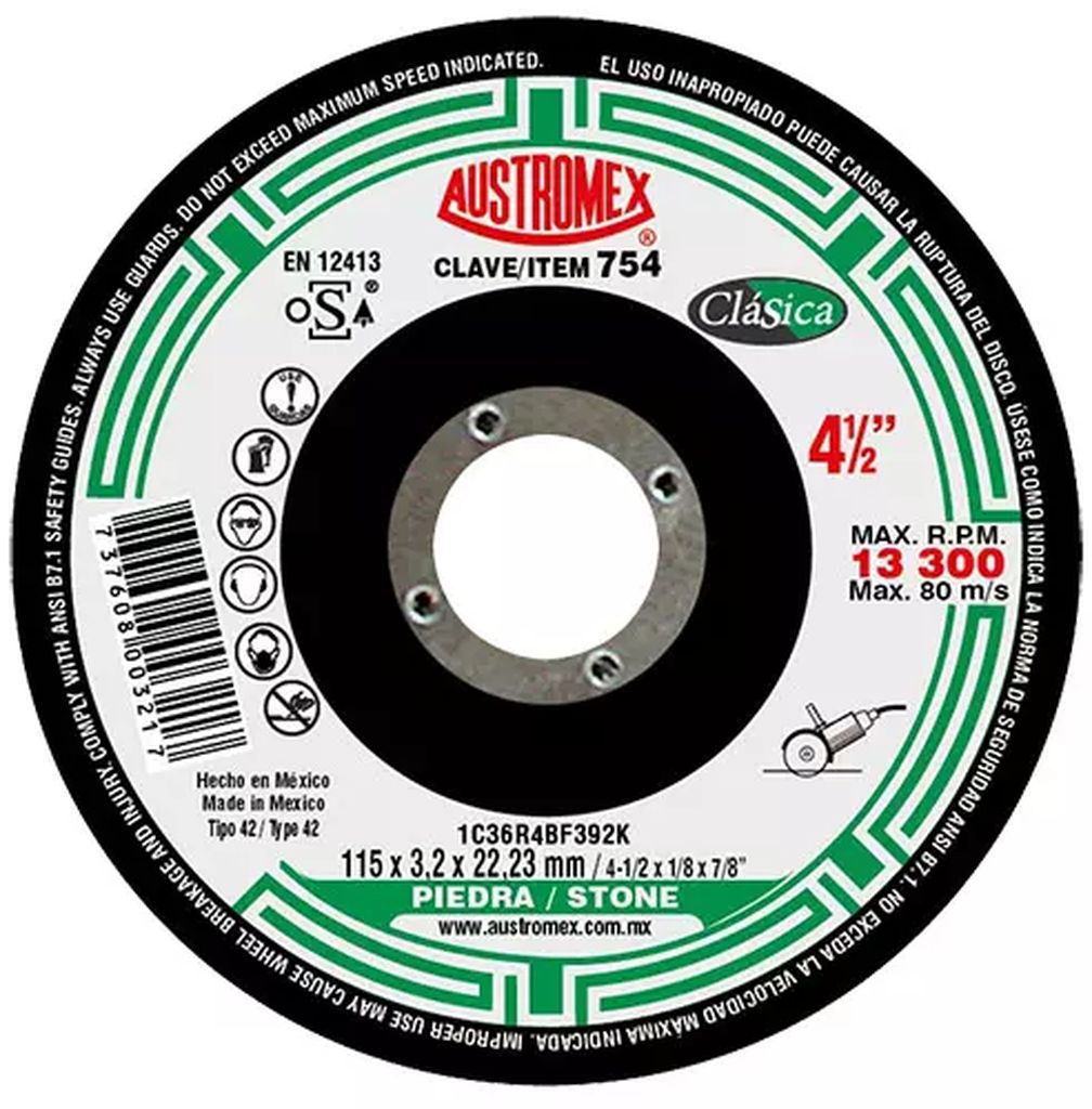 DISCO T-27 4.1/2"X1/8"X7/8" PARA CORTE DE PIEDRA (ALTO RENDIMIENTO), AUSTROMEX