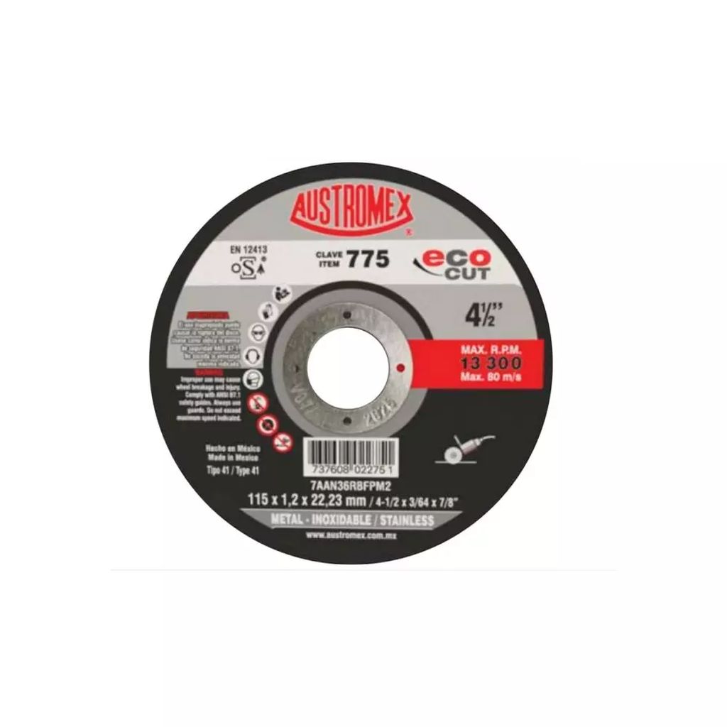 DISCO PARA CORTE DE METAL 4.1/2"X3/64"X7/8" (ECO-CUT), AUSTROMEX