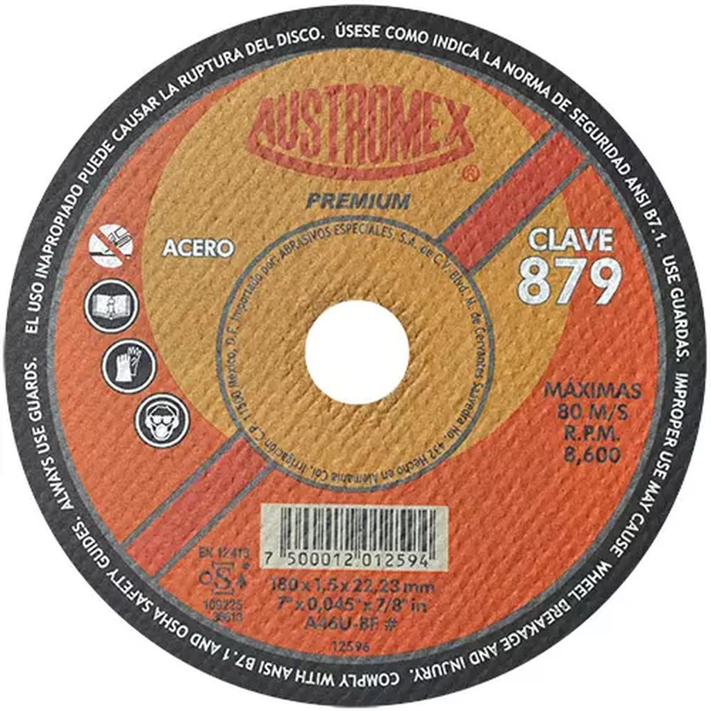 DISCO PARA CORTE DE METAL 7"X1.5MMX7/8" SUPER DELGADO USO GENERAL (PREMIUM), AUSTROMEX