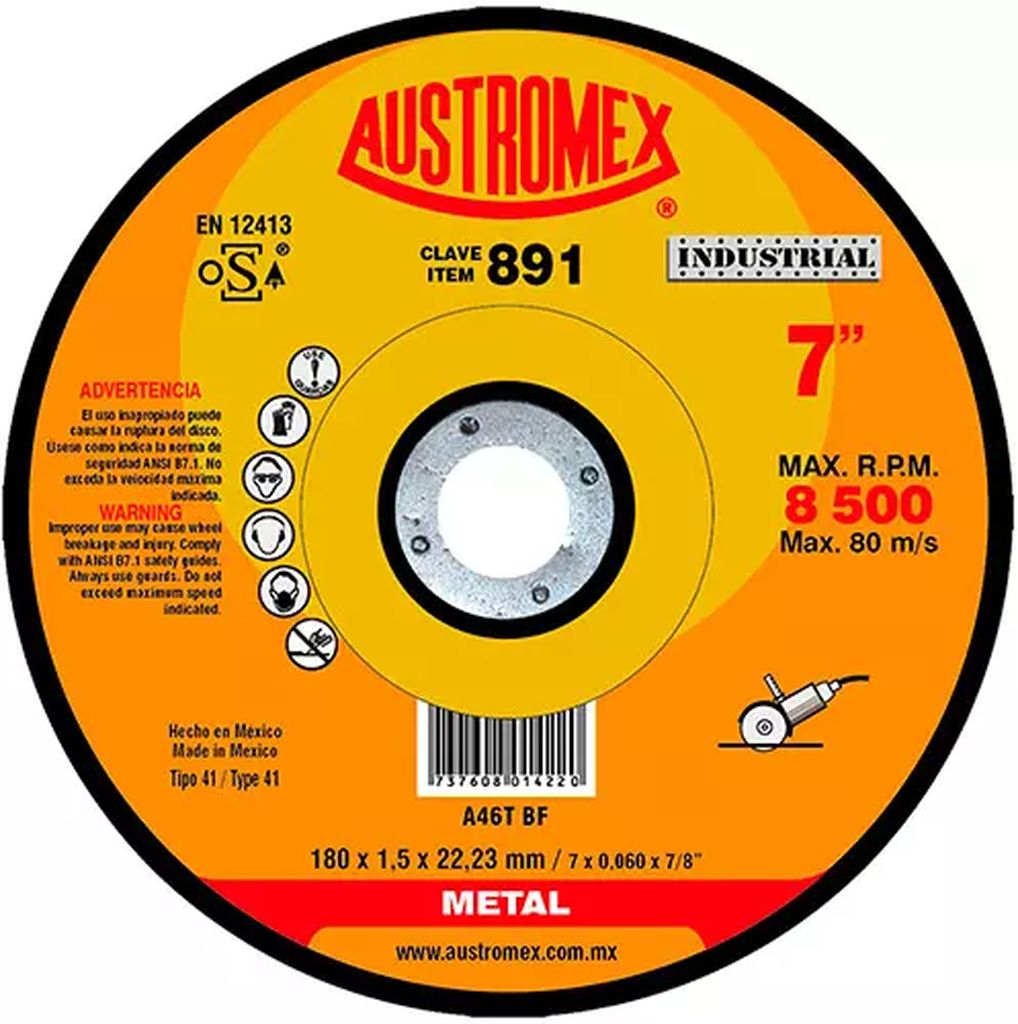 DISCO PARA CORTE DE METAL 7X0.060X7/8, AUSTROMEX