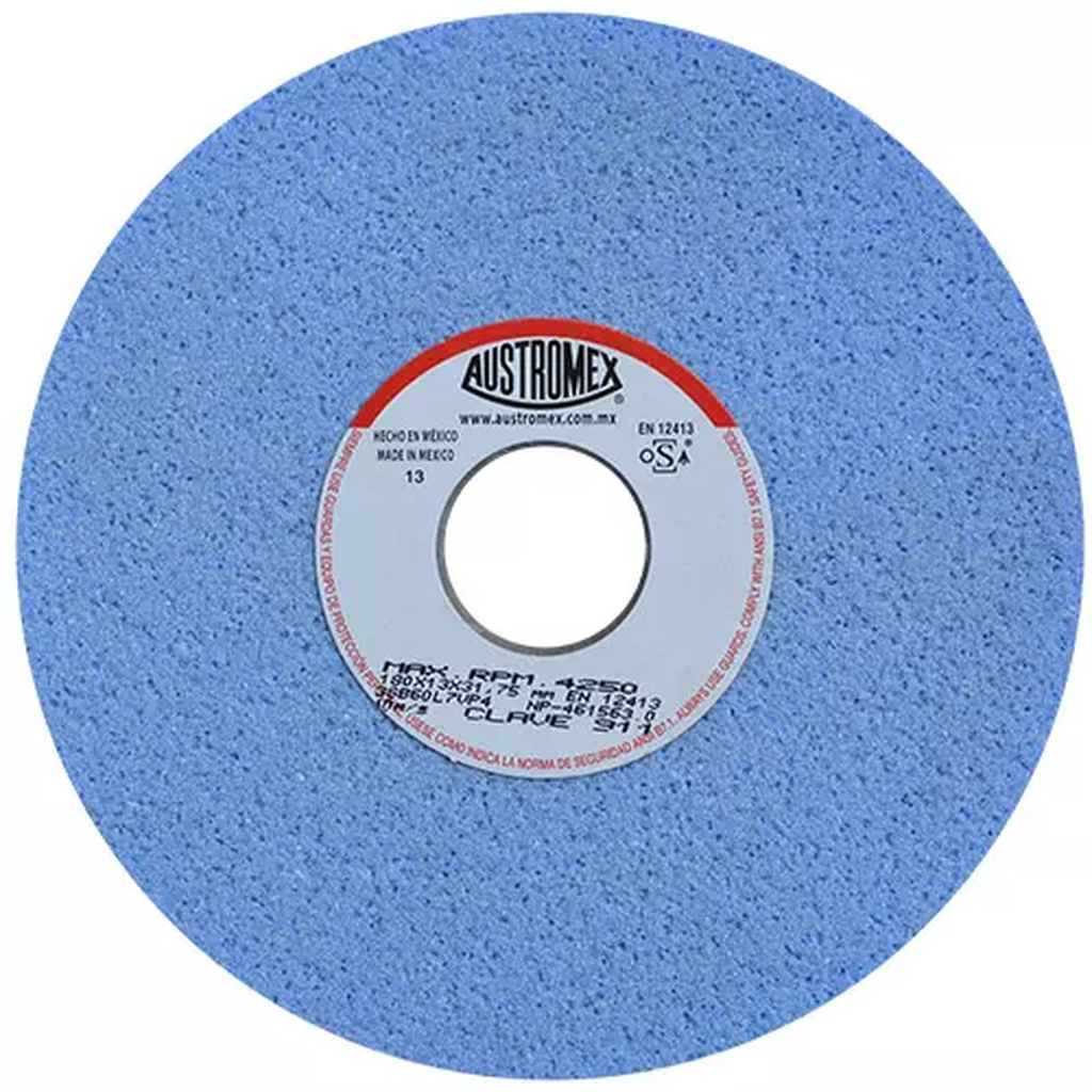 PIEDRA ABRASIVA T-1 7"X1/2"X1.1/4" G60 AZUL 3SB METAL-AFILADO-RECTIFICADO-TEMPLADOS, AUSTROMEX