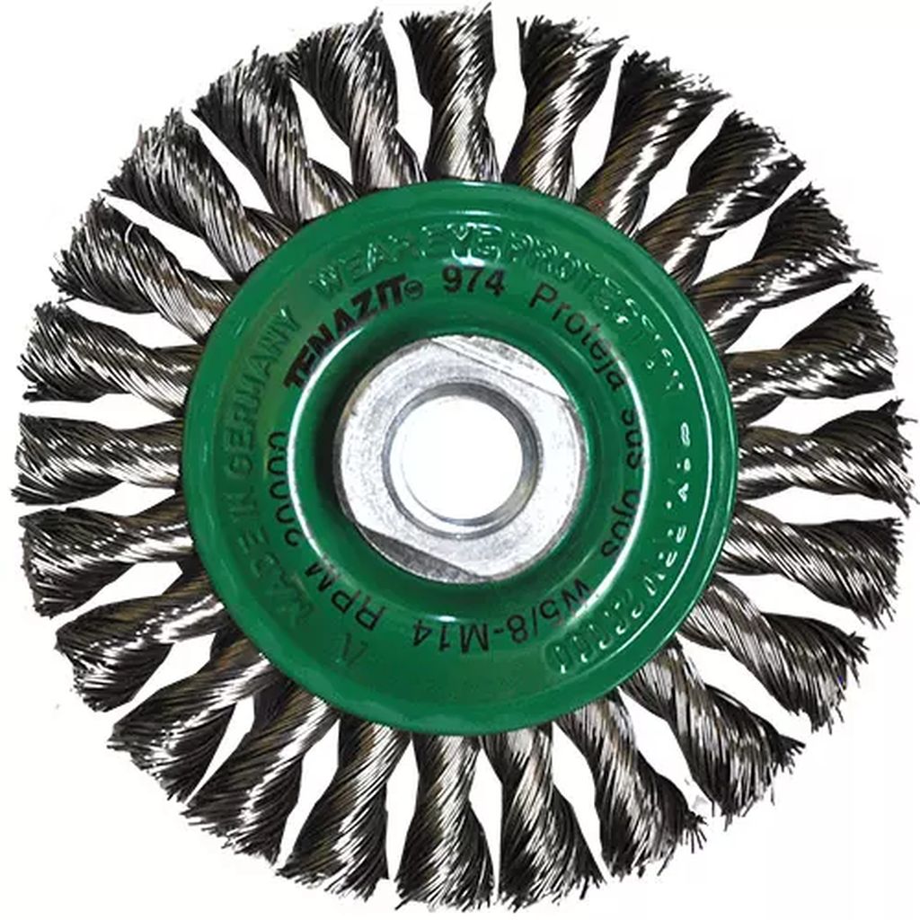 CARDA CIRCULAR ALAMBRE TRENZADO 4"X0.014"XMRX3/8" ACERO INOXIDABLE TENAZIT, TENAZIT