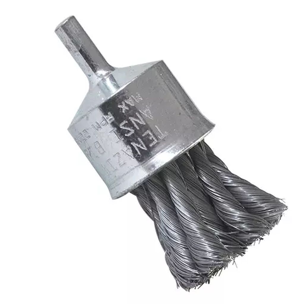 CARDA BROCHA ALAMBRE TRENZADO 7/8"X0.014"X1/4" ACERO AL CARBON CON VASTAGO TENAZIT, AUSTROMEX