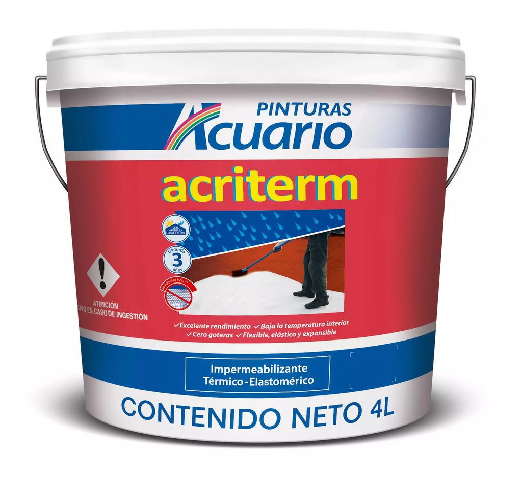 IMPERMEABILIZANTE 3 AÑOS 3.8 LT ROJO TERRACOTA ACRITERM, ACUARIO
