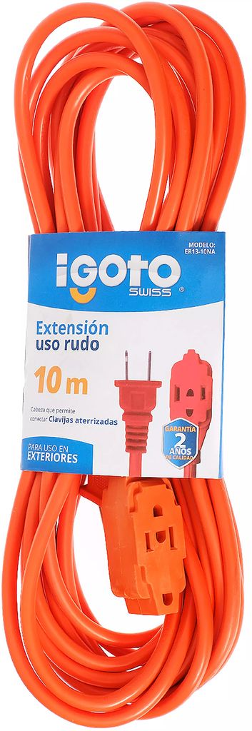 EXTENSION ELECTRICA USO RUDO 10 MT CORRIENTE 120 V 15 A CAL. 16  NARANJA, AXO LIGHT