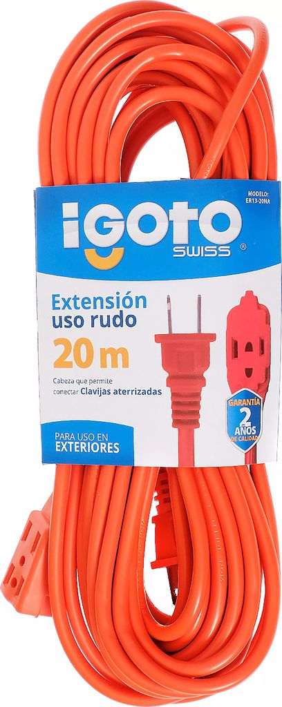 EXTENSION ELECTRICA USO RUDO 20 MT CORRIENTE 120 V 15 A CAL. 16  NARANJA, AXO LIGHT