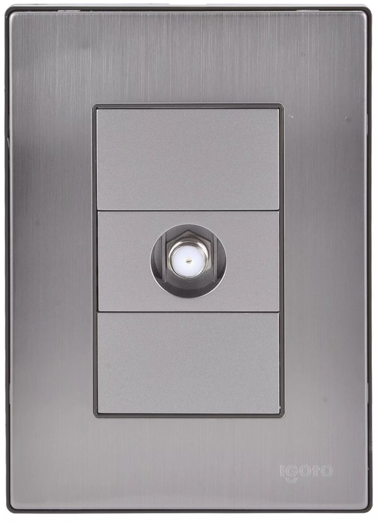 CONTACTO ELECTRICO CON PLACA DE A. INOX PARA TV COAXIAL 125 V 15 A ACABADO PLATA, AXO LIGHT