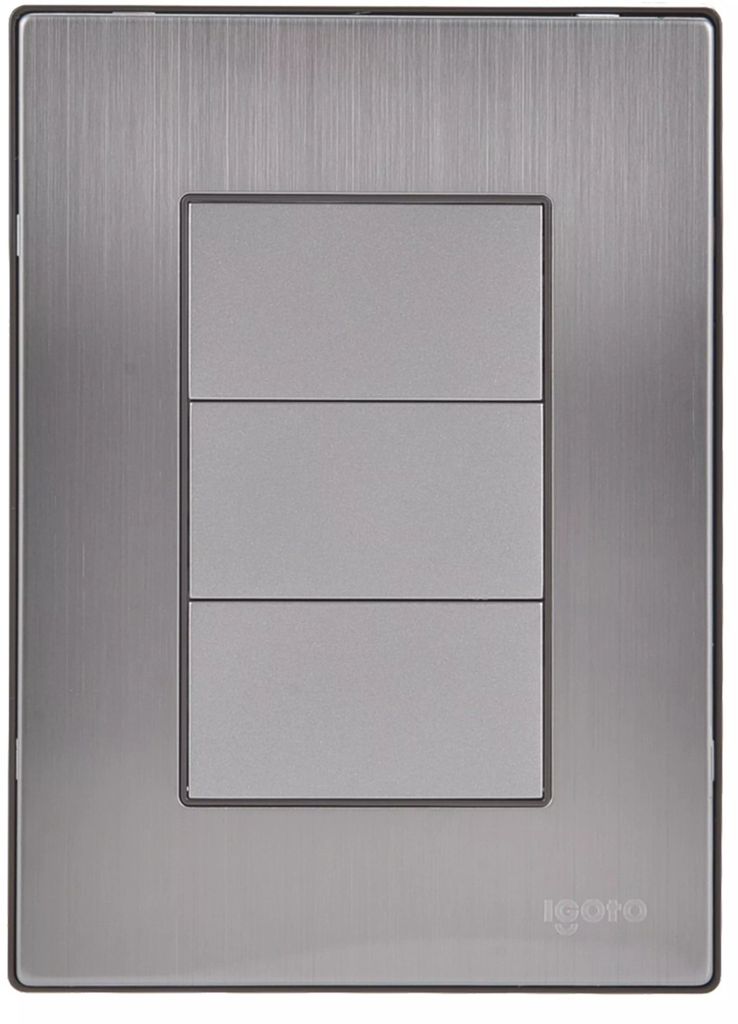 PLACA PARA CONTACTOS TRIPLE DE A. INOX ACABADO PLATA, AXO LIGHT