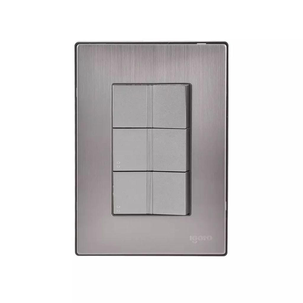 PLACA ARMADA INOXC/3APAGADORES SENCILLOS PARA ESCALERA PLATA, AXO LIGHT