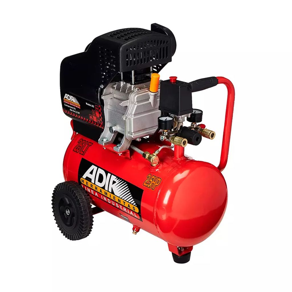 COMPRESOR MOTO LUBRICADO 120 VOLT 3400 RPM 2.5 HP 25LT. 116PSI HORIZONTAL, ADIR