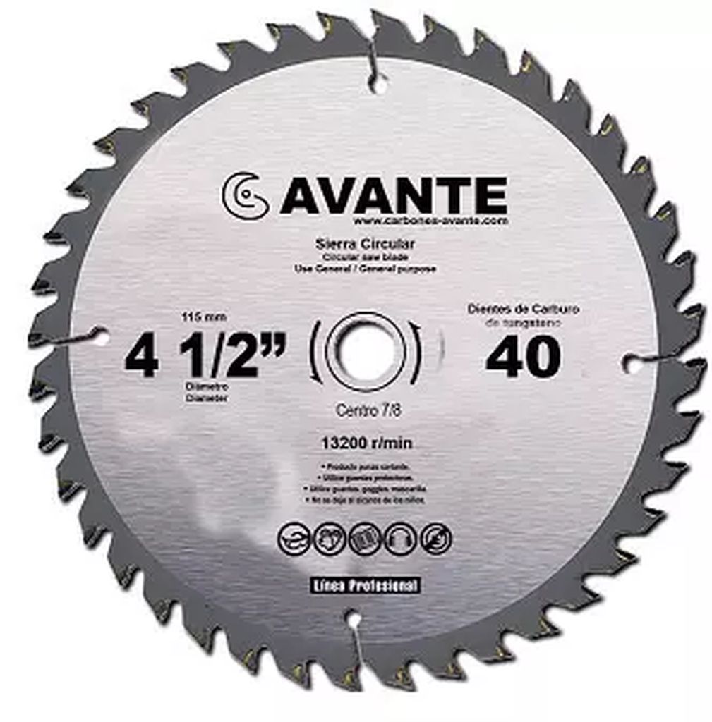 SIERRA CIRCULAR 4.1/2"X7/8" 24 DIENTES CARBURO DE TUNGSTENO, AVANTE