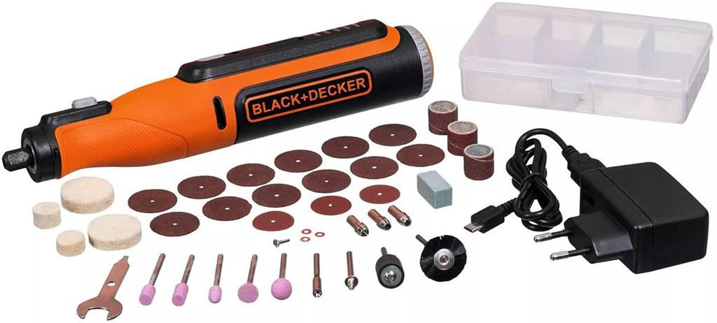 MOTO-TOOL INALAMBRICO 8V 5000-25000RPM C/35 ACCS + ESTUCHE PLASTICO, BLACK AND DECKER