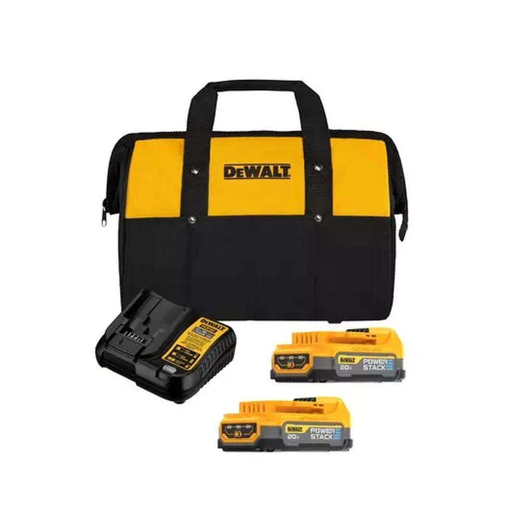 KIT CARGADOR COMPACTO 12/20V 0.5AH (DCB107)+2 BATERIAS 20V 1.7AH COMPACTA POWER STACK+MALETA, DEWALT