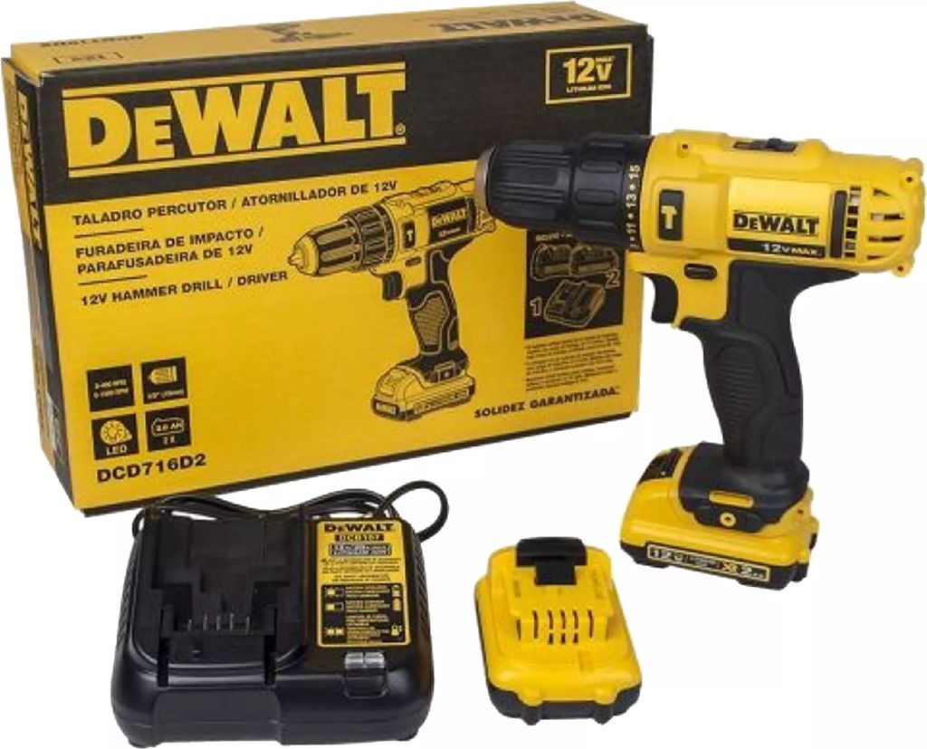 ROTOMARTILLO INALAMBRICO 3/8" 12V VVR 0-400/0-500RPM 0-22500GPM CARG 2 BAT, DEWALT