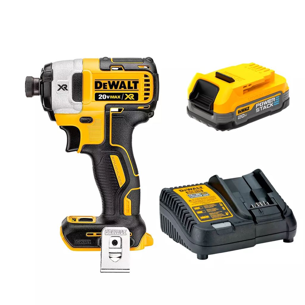PISTOLA DE IMP.IN.1/4"20V 3250RPM+BAT 20V 1.7AH COMPAC(POWER STACK)+CARG BAT 12VMAX-20V MAX/BAT, DEWALT