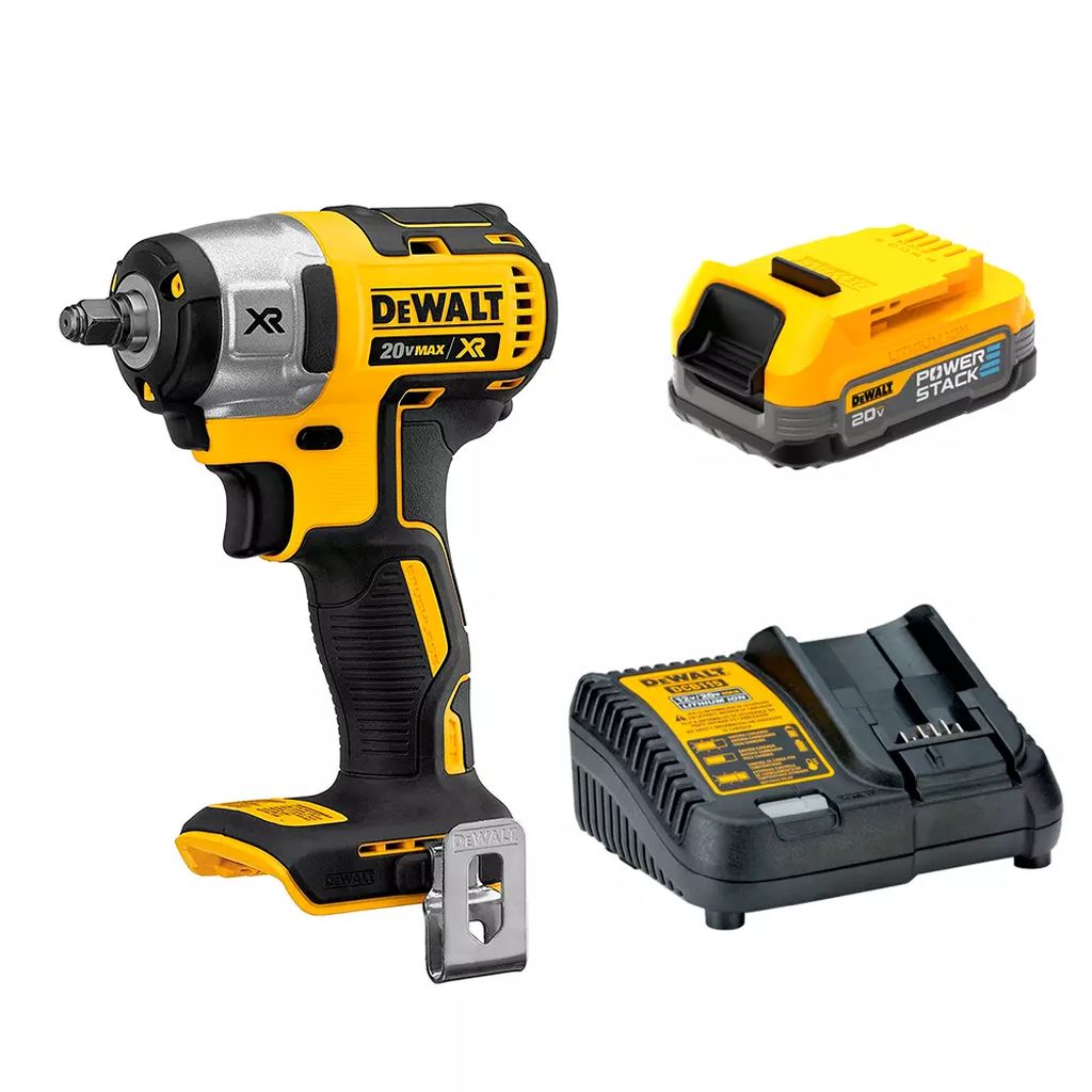 PISTOLA DE IMP.3/8" 20V 2800RPM+BAT 20V 1.7AH COMPAC(POWER STACK)+CARG RAP P/BAT 12VMAX-20V MAX/BAT, DEWALT