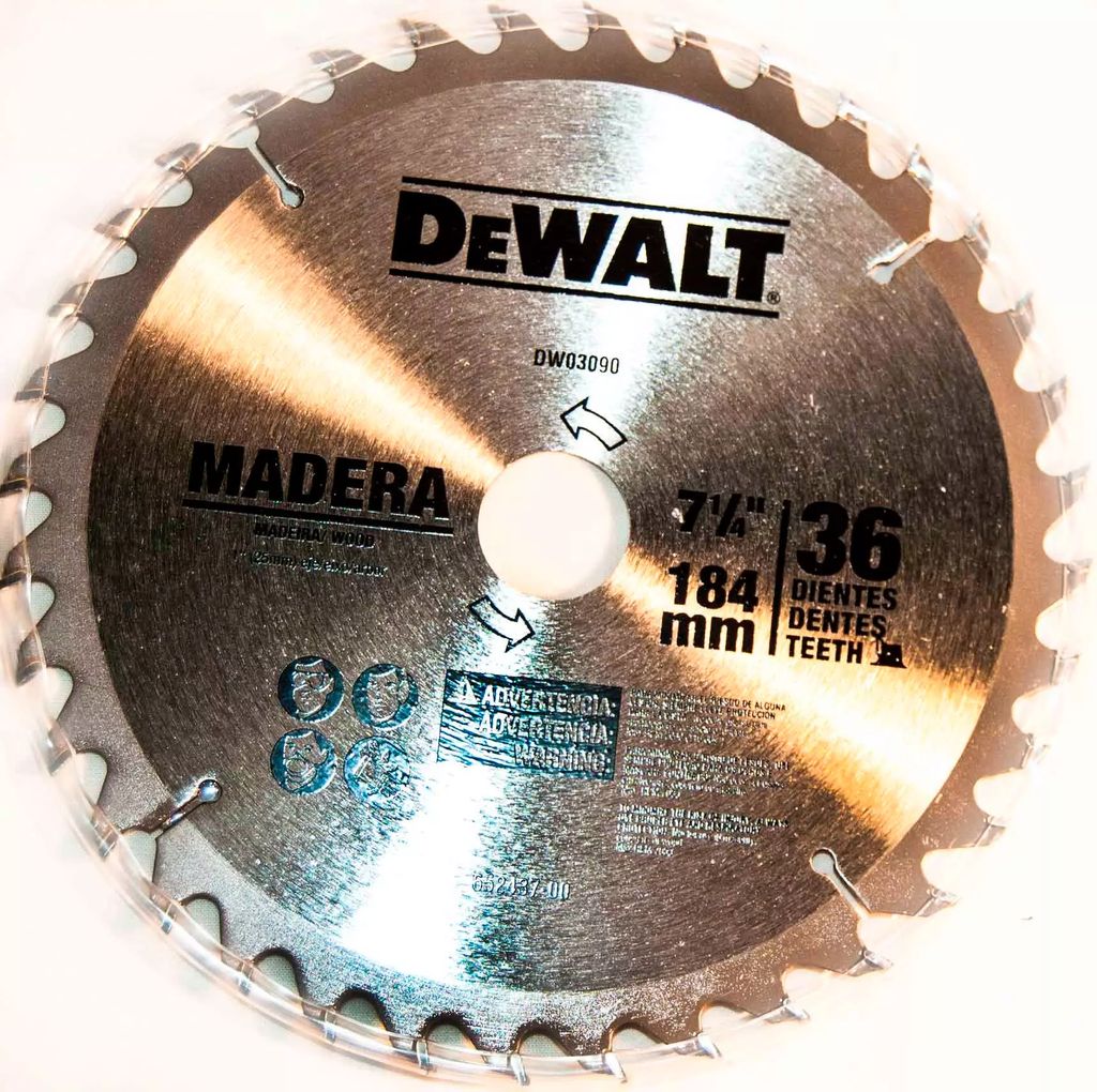 SIERRA CIRCULAR 7.1/4"X1" 36 DIENTES C-TUNG C/FINO MADERA, DEWALT