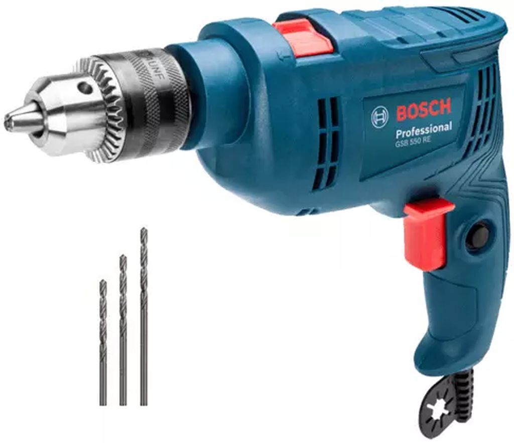 ROTOMARTILLO 1/2" 550 W VVR 0-3100 RPM 0-49600 GPM (GSB 550) + 3 BROCAS, BOSCH