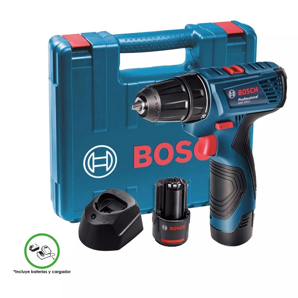 TALADRO ATORNILLADOR INALAMBRICO 3/8" 12 V 2VR 380-1300 RPM 14-30 NM 2 BAT CAR EST (GSR 120-LI), BOSCH