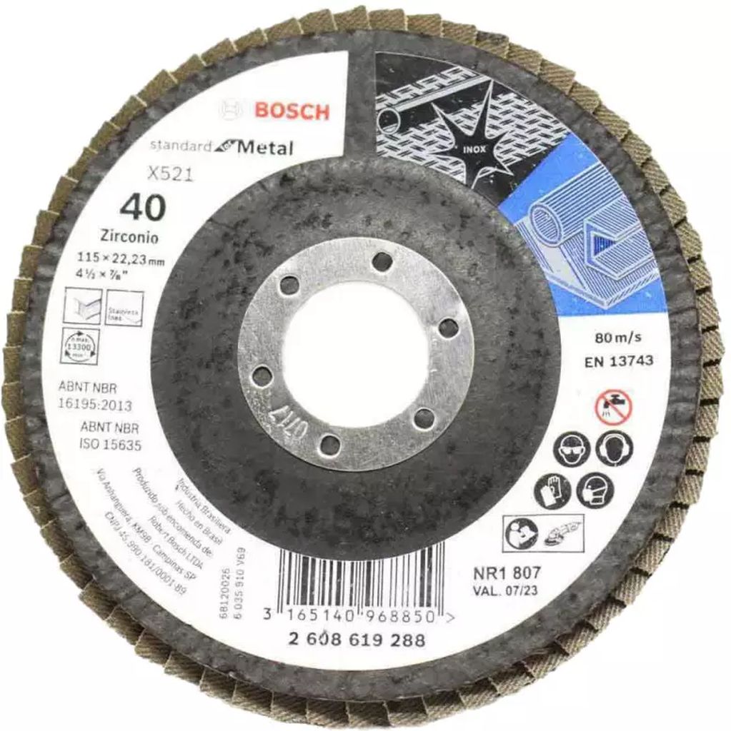 DISCO LAMINADO 4.1/2"X7/8" G040 PARA DESBASTE Y PULIDO DE MET Y A.INOX (STANDARD FOR METAL), BOSCH