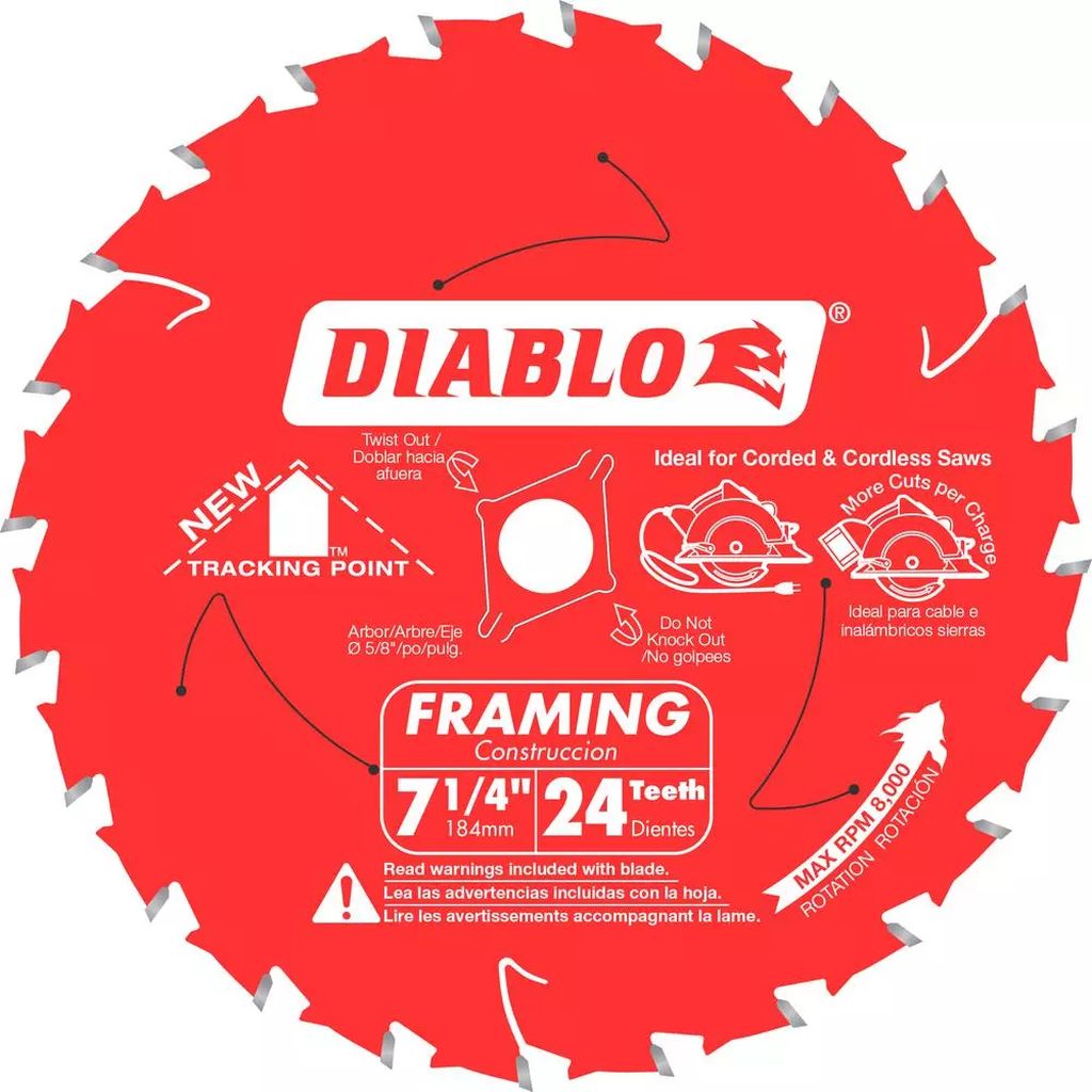 SIERRA CIRCULAR 7.1/4"X5/8" 24 DIENTES C-TUNG P/MADERA (DIABLO), DIABLO