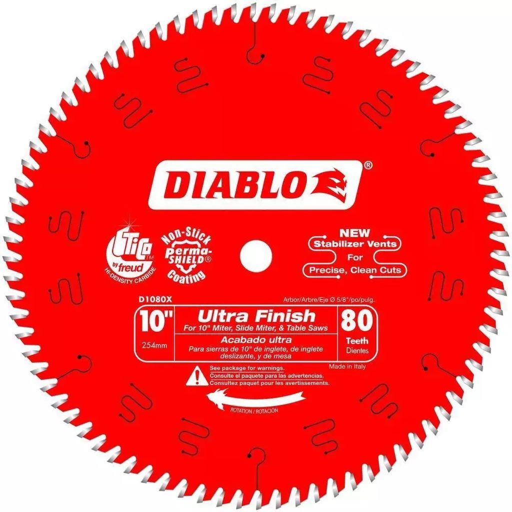 SIERRA CIRCULAR 10"X5/8" 80 DIENTES C-TUNG MADERA  ACABADO ULTRA FINO (DIABLO), DIABLO