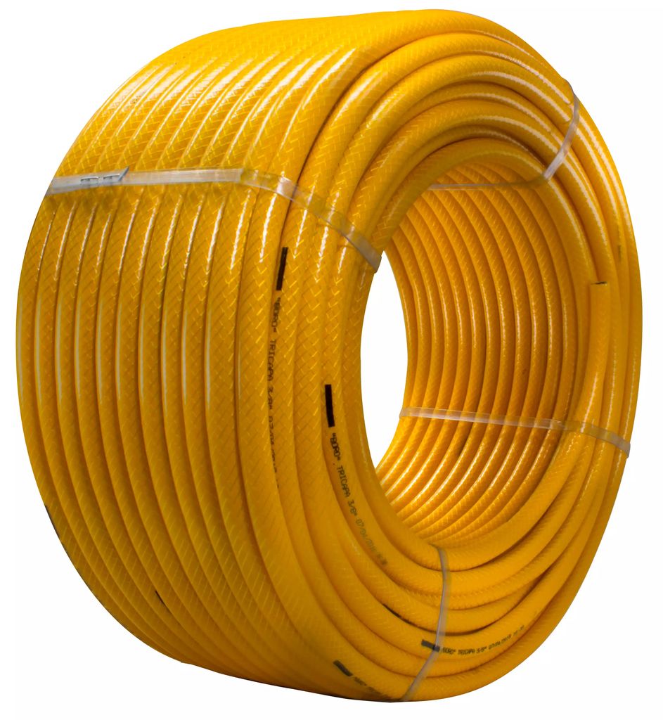 MANGUERA PARA GAS 3/8" (10MM) ROLLO DE 100MT TRICAPA AMARILLA, BORO
