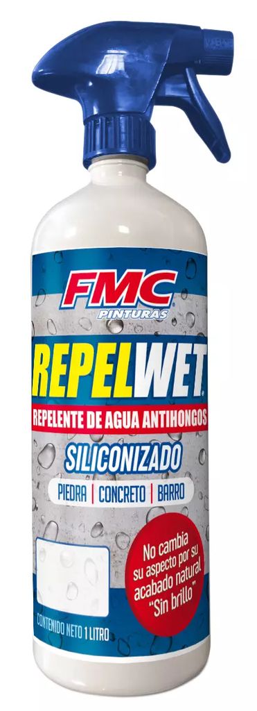 LIQUIDO REPELENTE AL AGUA PARA FACHADAS SILICONIZADO EVITA HONGOS 1 LT (REPELWET), FMC