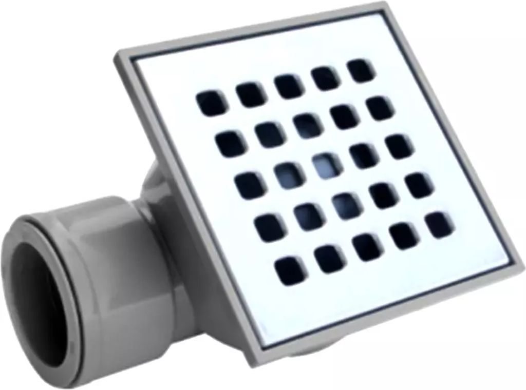 COLADERA PARA PISO CUADRADA 10X10CM DE PVC C/REJILLA DE ACERO INOXIDABLE SALIDA HORIZONTAL, COFLEX