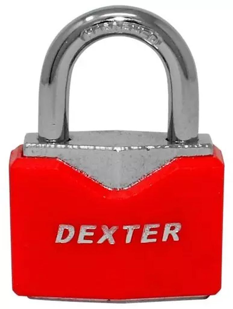 CANDADO METALICO 40MM GANCHO CORTO CUBIERTA DE PLASTICO ROJO, DEXTER