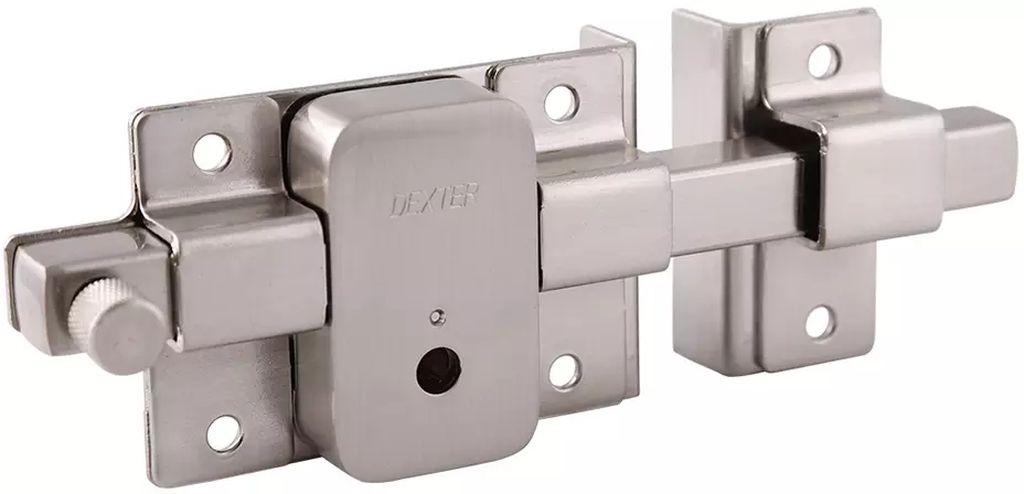 CERRADURA DE BARRA FIJA IZQ CROMADA LLAVE/TETRA CON BOTON DE SEGURIDAD, DEXTER