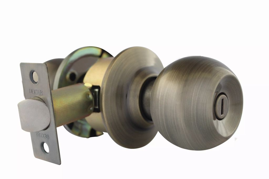 CERRADURA POMO CILINDRICO BAÑO LATON ANTIGUO BARZA, DEXTER