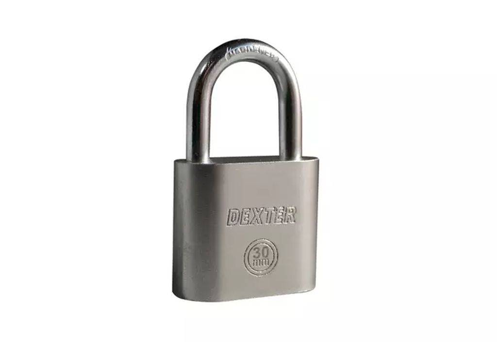 CANDADO DE ACERO 30MM ALTA SEGURIDAD LLAVE DE DISCO, DEXTER