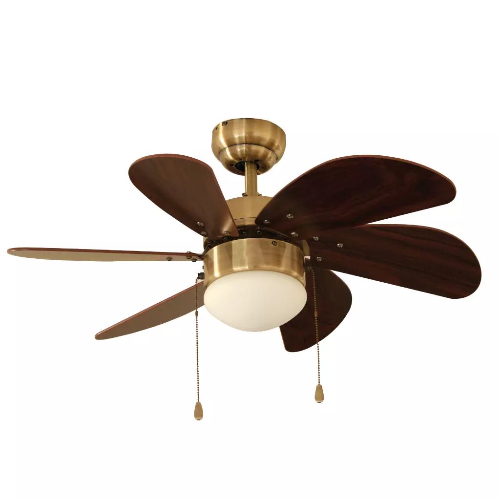 VENTILADOR PARA TECHO 30" 3 VEL. 60W, 6 ASPAS NOGAL ACABADO LAT. ANT. CON SOCKET PARA LAMPAR, VEKER