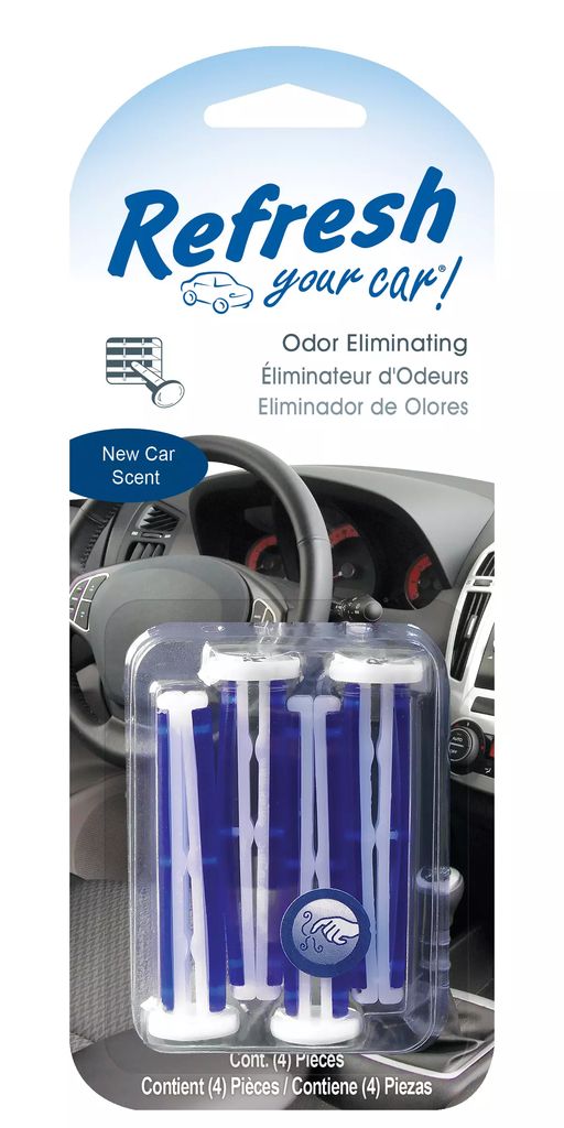 AROMATIZANTE AMBIENTAL PARA AUTO AROMAS NEW CAR VENT STICKS (4 PZAS), REFRESH