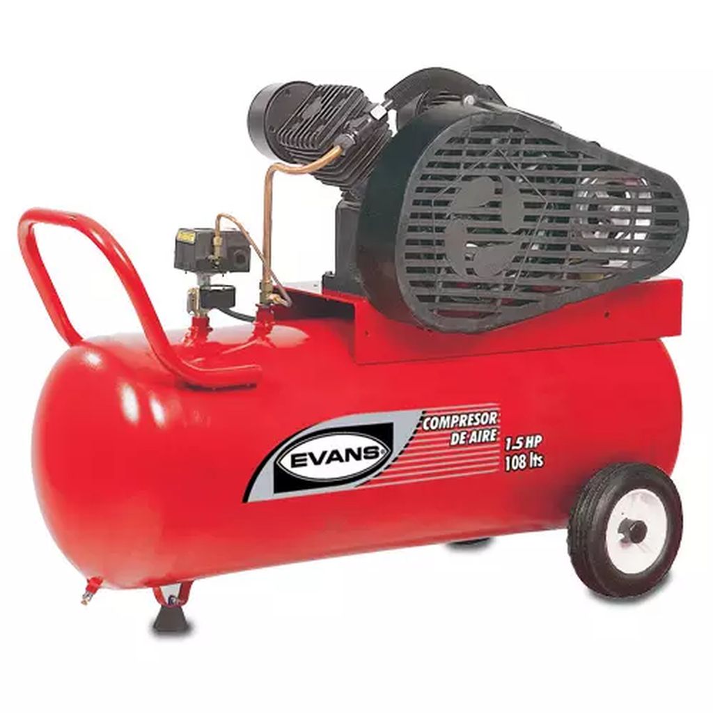 COMPRESOR DE BANDA 110/220 VOLT 1750 RPM 1.5 HP 108LT 125PSI HORIZONTAL, EVANS